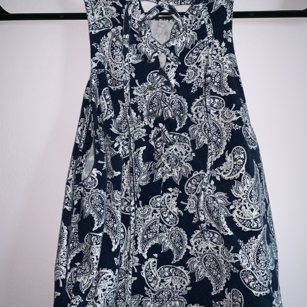 Blue print halter top